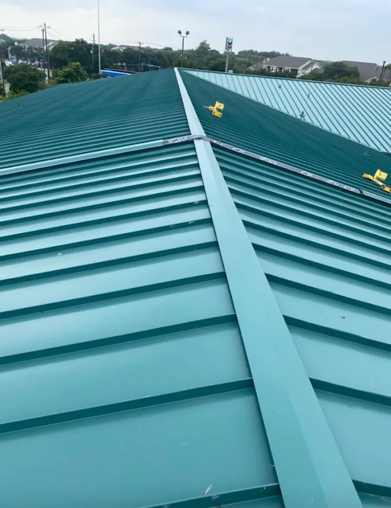 Green commercial metal roof ridge and valley for Metal Roof Repair in Maple Shade